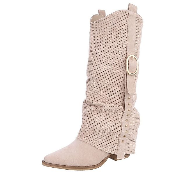 Ital-Design Moderne Stiefel mit perforiertem Design und goldenen Details We günstig online kaufen