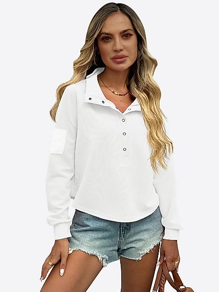 Imily Bela Sweatshirt Damen Kurzes Pullover mit Henley (Packung, 1-tlg., 1p günstig online kaufen