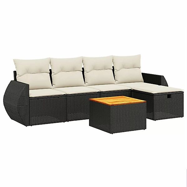 vidaXL 6-tlg Garten-Sofagarnitur mit Kissen Schwarz Poly Rattan Modell 154 günstig online kaufen