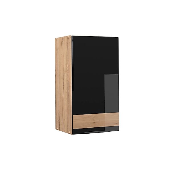Vicco Hängeschrank Fame-Line Schwarz-Eiche Hochglanz/Goldkraft Eiche 40 cm günstig online kaufen