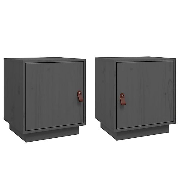 vidaXL Nachttische 2 Stk Grau 40x34x45 cm Massivholz Kiefer Modell 3 günstig online kaufen