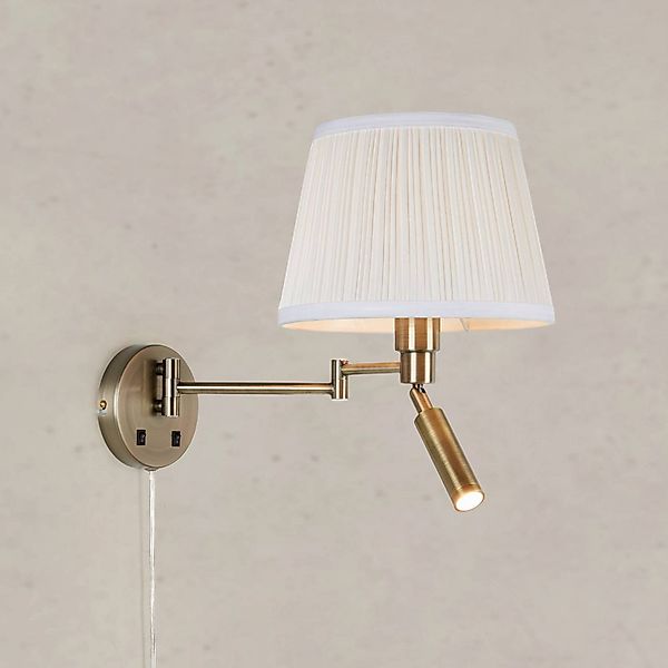 Wandlampe Pivot, naturweiß/messingfarben, 43 cm, 2-flg. günstig online kaufen