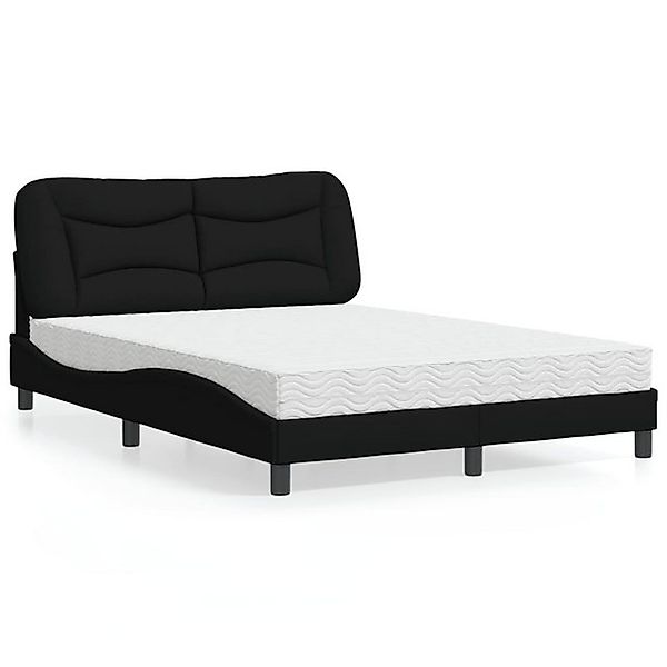 vidaXL Bettgestell Bett mit Matratze Schwarz 120x200 cm Stoff Bett Bettgest günstig online kaufen