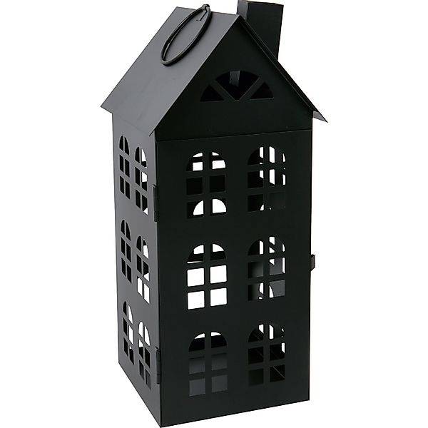 Metall-Laterne Haus Schwarz 15 cm x 15 cm x 37 cm günstig online kaufen