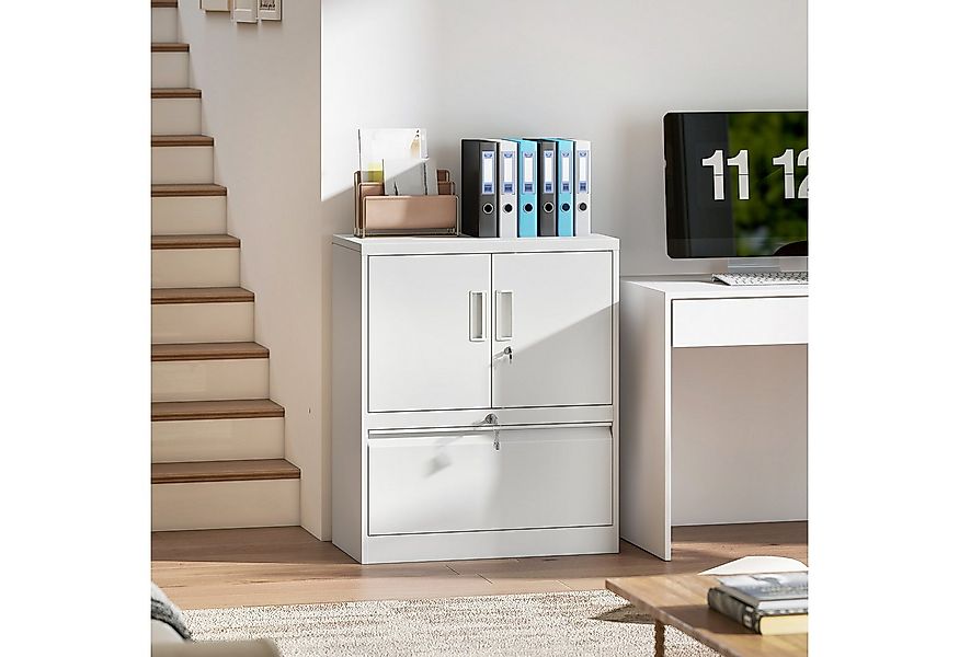 HOMCOM Aktenschrank mit 10-stufig verstellbarem Regal (Büroschrank, 1-St., günstig online kaufen
