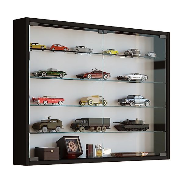 ebuy24 Mandosa L Vitrinenschrank an der Wand Montierte 2 Glastüren Schwarz günstig online kaufen