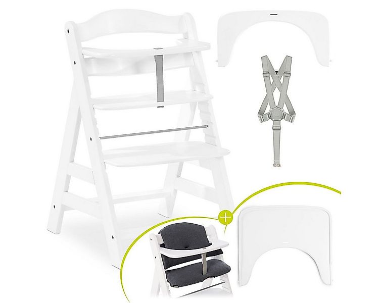 Hauck Hochstuhl Alpha Plus White, Holz Kinderhochstuhl verstellbar mit Essb günstig online kaufen