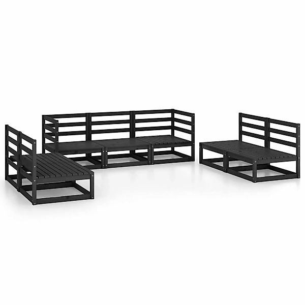 vidaXL 7-tlg Garten-Lounge-Set Schwarz Massivholz Kiefer Modell 7 günstig online kaufen