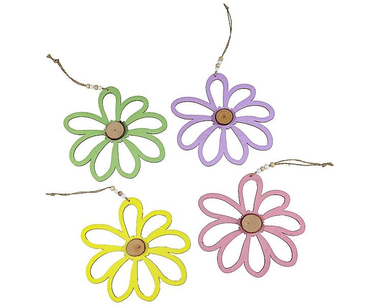 Viana Dekofigur Holzblumen Deko-Anhänger Frühling Sommer Ø16cm 4er Set Past günstig online kaufen