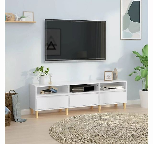 furnicato TV-Schrank Hochglanz-Weiß 150x30x44,5 cm Holzwerkstoff günstig online kaufen