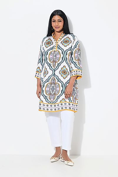 Ulla Popken Tunika Satin-Tunika Ornamente A-Linie günstig online kaufen