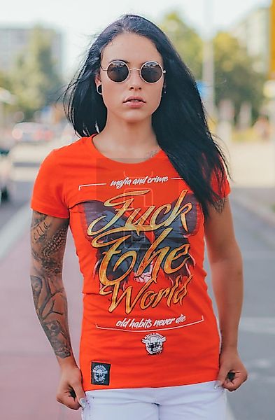 Mafia and Crime Damen T-Shirt FUCK THE WORLD - rot günstig online kaufen