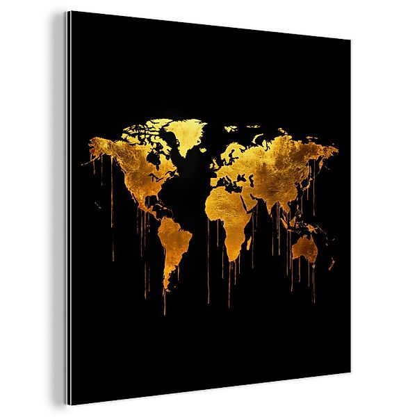 MuchoWow Metallbild Weltkarte - Gold - günstig online kaufen