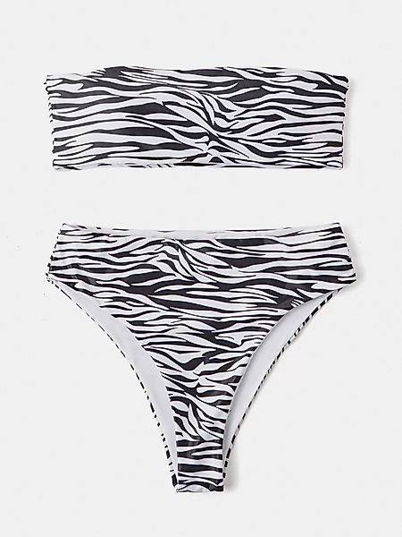 Damen Bandeau trägerloser Leopard Zebra Print Bikinis Sexy Badeanzug mit Ta günstig online kaufen