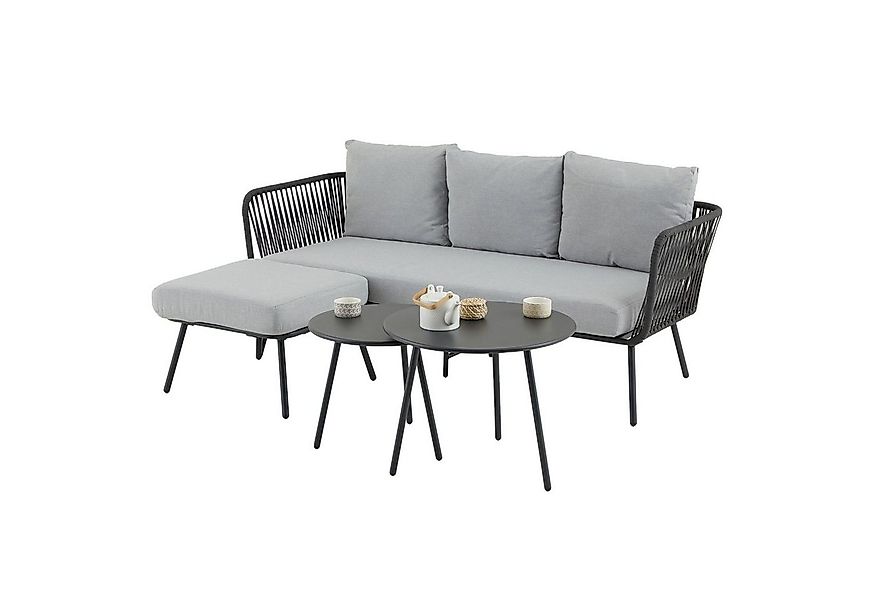 CARO-Möbel Gartenlounge-Set MYKONOS, Outdoor Dreisitzer Sofa mit Beistellti günstig online kaufen