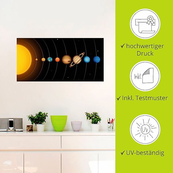 Artland Wandbild "Vector Sonnensystem mit Planeten", Sonnensystem, (1 St.), günstig online kaufen