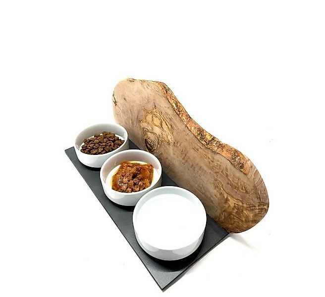 Olivenholz-erleben Futterstation 3-in-1 Wasser & Futter CATS TRIO MOUNTAIN günstig online kaufen