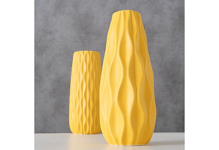 BOLTZE Tischvase 2er Set Vase Luana, gelb, Steingut, matt günstig online kaufen