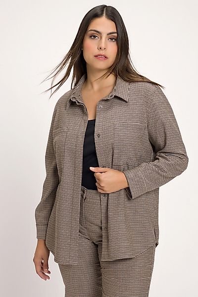 Ulla Popken Shirtjacke Shaket Karomuster Hemdkragen günstig online kaufen