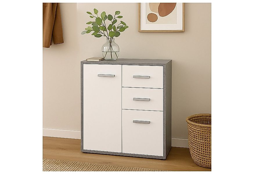 HTI-Living Sideboard Kommode mit 2 Schubladen Nina Beton Weiß (Stück, 1 St. günstig online kaufen