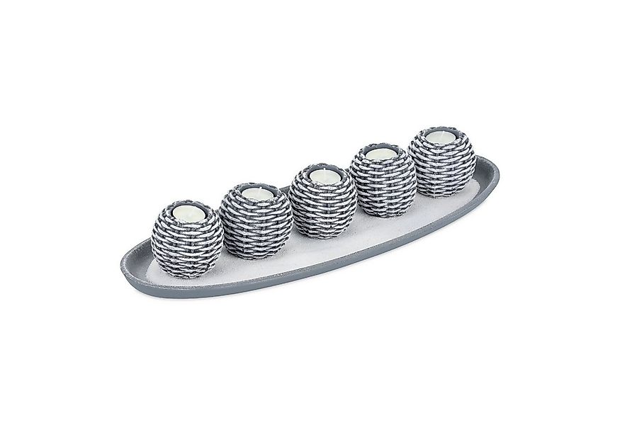 relaxdays Teelichthalter mit Tablett Kerzen Deko mit 5 Teelichthaltern günstig online kaufen