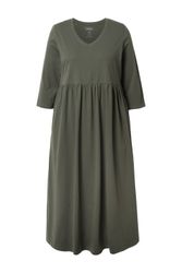 Ulla Popken Maxikleid Jerseykleid Empirenaht V-Ausschnitt günstig online kaufen