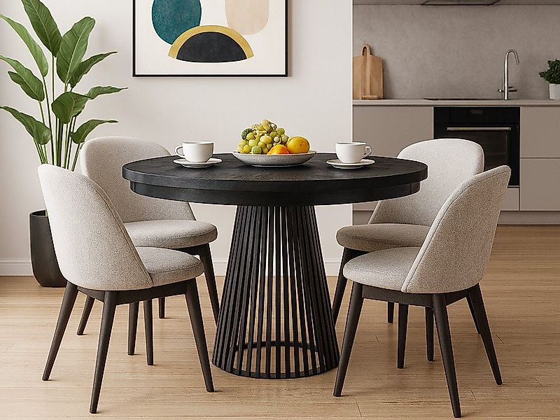 Beautysofa Esstisch Lumi im Loft-Stil, ausziehbar Ø 100–180 cm (hitze- und günstig online kaufen