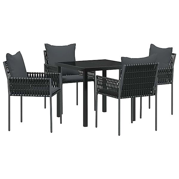 vidaXL Garten Essgruppe 5-Tlg Schwarz Poly Rattan 3379101 günstig online kaufen