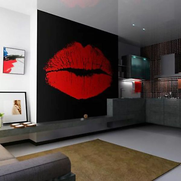 artgeist Fototapete Sensual lips schwarz/rot Gr. 250 x 193 günstig online kaufen