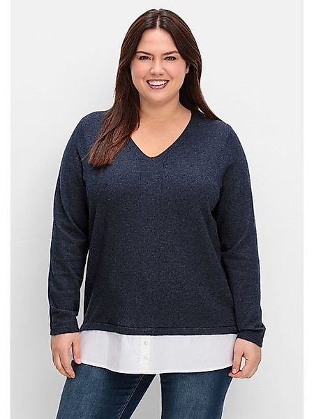 Sheego Strickpullover Große Größen im Lagenlook, mit Blusenbesatz günstig online kaufen