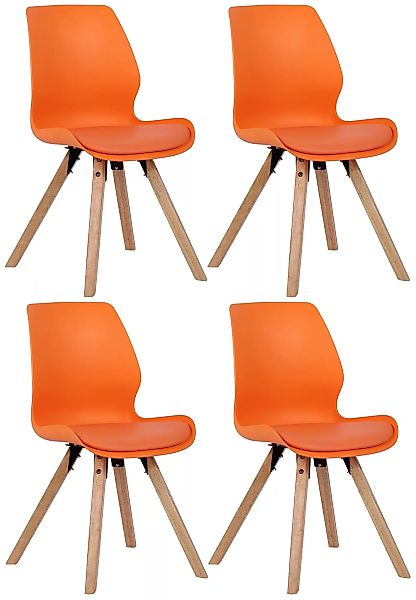 4er Set Stuhl Luna Kunststoff Orange günstig online kaufen