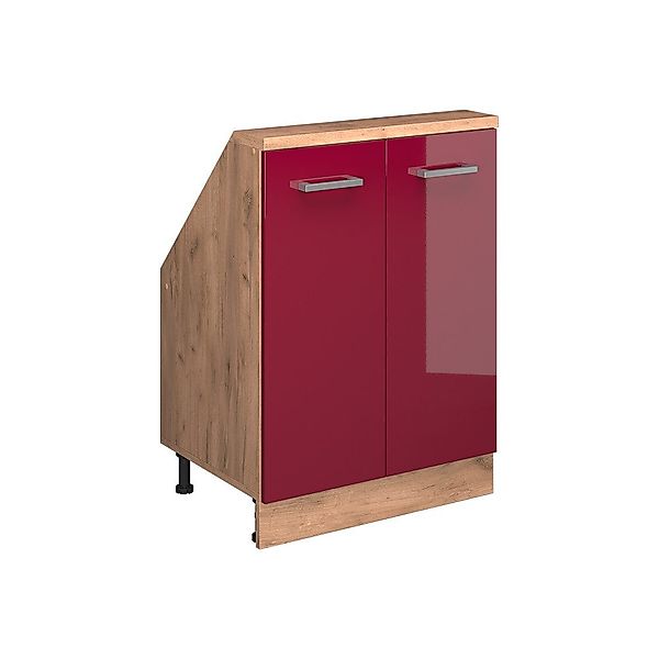 Vicco Unterschrank R-Line, Rot Hochglanz/Goldkraft Eiche, günstig online kaufen
