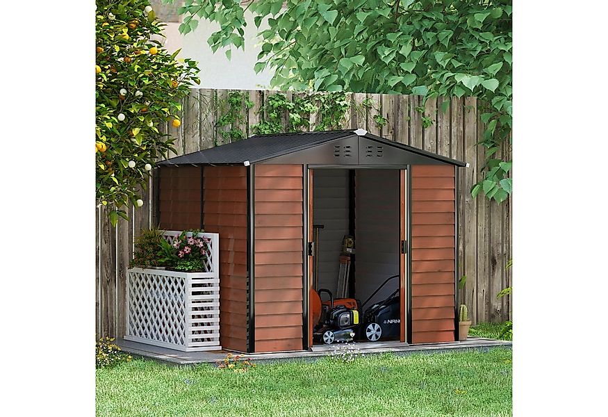 Outsunny Gerätehaus 4,4 m², mit Pultdach, Schiebetür, Fundament, BxT: 240x2 günstig online kaufen