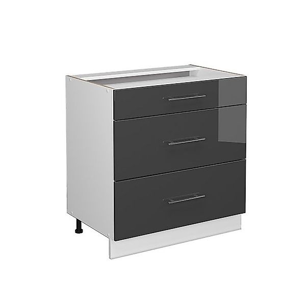 Vicco Badschrank Fame-Line Anthrazit Hochglanz/Weiß 80 x 82 cm mit 3 Schubl günstig online kaufen