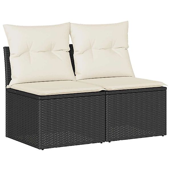 vidaXL 2-Tlg Garten-Sofagarnitur mit Kissen Schwarz Poly Rattan 3325242 günstig online kaufen