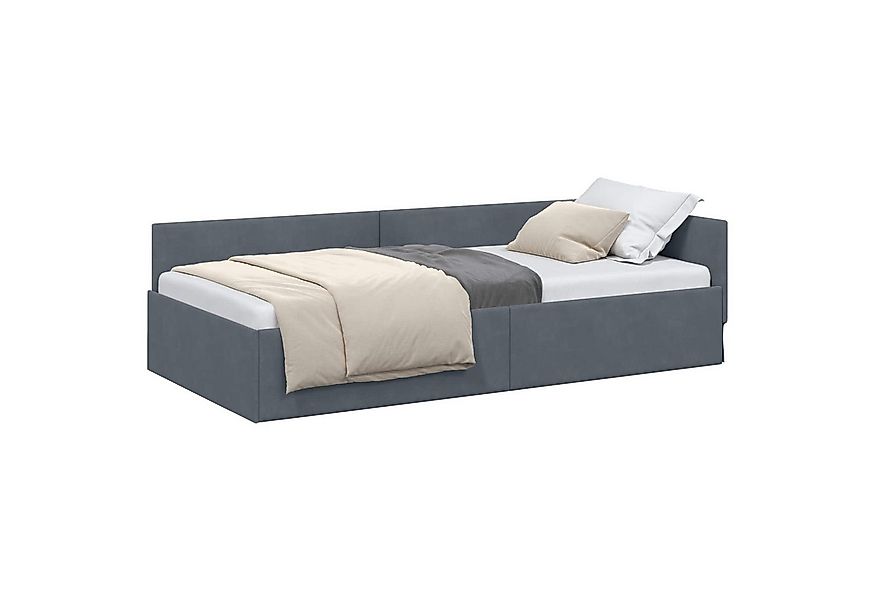 vidaXL Bett Eckbettgestell mit Kopfteil Dunkelgrau 80 cm x 200 cm (1-tlg) günstig online kaufen
