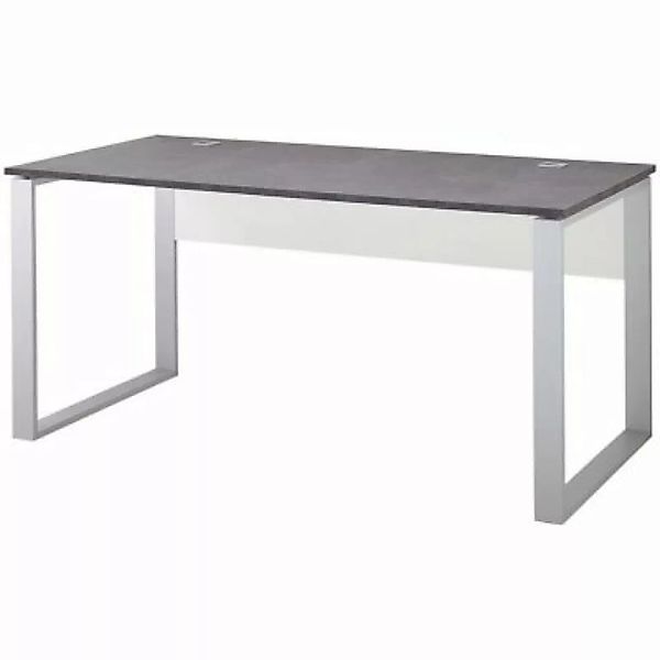 Lomadox Schreibtisch MERIDA-01, Weiß / Basalto-Dunkel, BxHxT ca. 160x75x80c günstig online kaufen