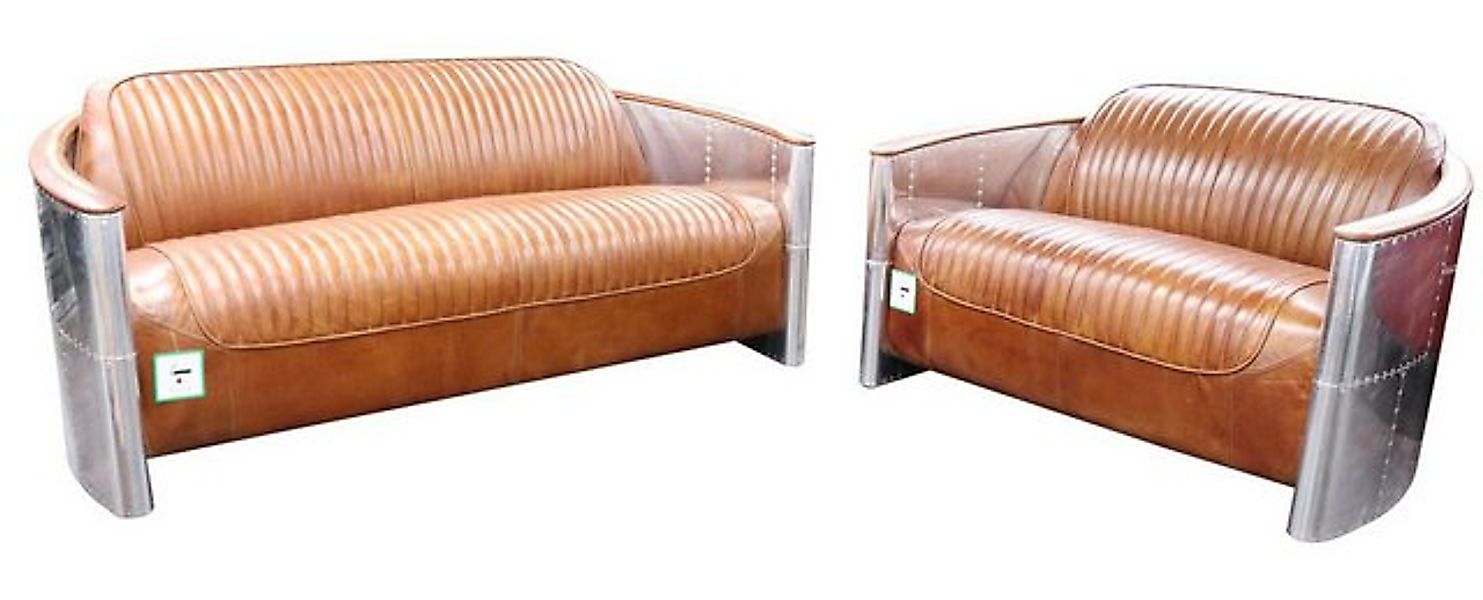 Xlmoebel Sofa Hochwertige Vintage Aluminium Leder Sofa-Set aus Metall - Möb günstig online kaufen