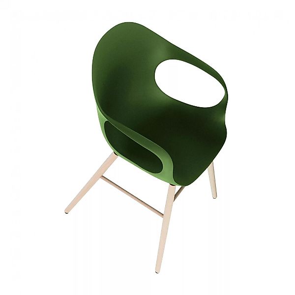 Kristalia - Elephant Armlehnstuhl mit Holzgestell - oliv grün/BxHxT 62x85x5 günstig online kaufen