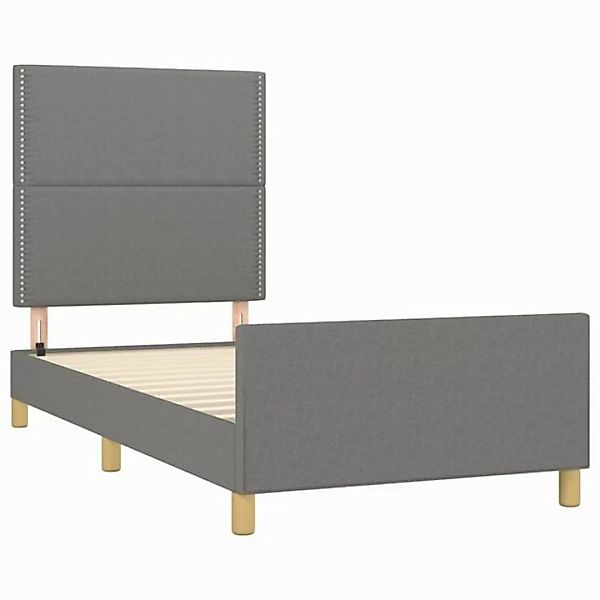 vidaXL Bettgestell Bettrahmen mit Kopfteil Dunkelgrau 100x200 cm Stoff Bett günstig online kaufen