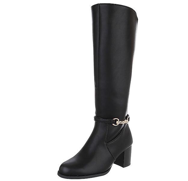 Ital-Design Elegante hohe Stiefel mit Blockabsatz und Schnalle Stiefel (901 günstig online kaufen