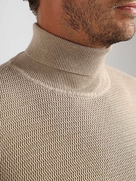 Suitable Rollkragenpullover Structure Melange Sand - Größe S günstig online kaufen