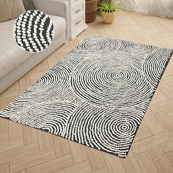 my home Wollteppich "Wolly Kreis, handgewebt aus Wolle" rechteckig 10 mm Hö günstig online kaufen