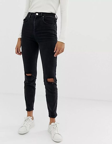 ASOS DESIGN – Farleigh – Schmal geschnittene Mom-Jeans mit hohem Bund und K günstig online kaufen