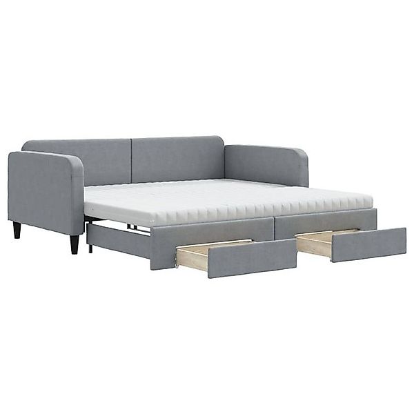 vidaXL Ausziehbett, Tagesbett Ausziehbar mit Schubladen Hellgrau 100x200 cm günstig online kaufen