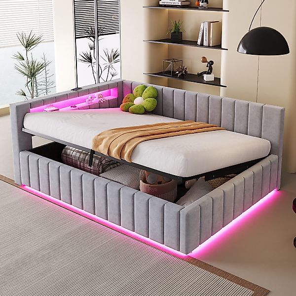 Flieks Daybett, Hydraulisches Polsterbett Schlafsofa 140x200cm günstig online kaufen