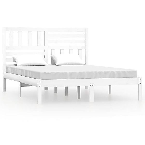 vidaXL Bettgestell Massivholzbett Weiß Kiefer 150x200 cm 5FT King Size Bett günstig online kaufen