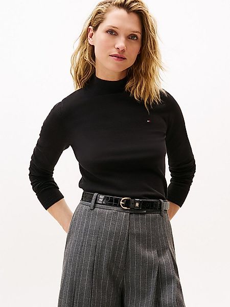 Tommy Hilfiger Strickpullover CO JERSEY FINE GG MOCK-NK LS SWT günstig online kaufen