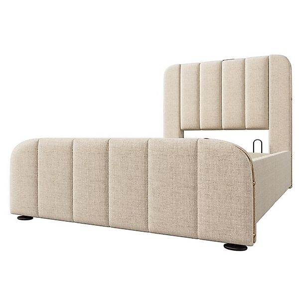 Gotagee Polsterbett Leinen Einzelbett Beige Hydraulisches Lagerbett 90X200c günstig online kaufen