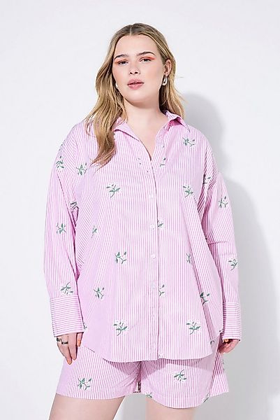 Studio Untold Hemdbluse Hemd oversized Streifen Flower-Stickerei günstig online kaufen